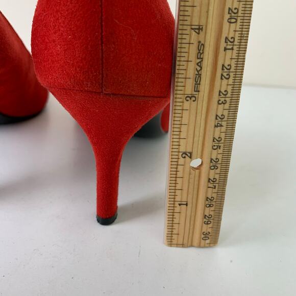 Life Stride Size 10M Pointed Toe Faux Suede Comfort Pumps Red Heels Holiday - Picture 12 of 13